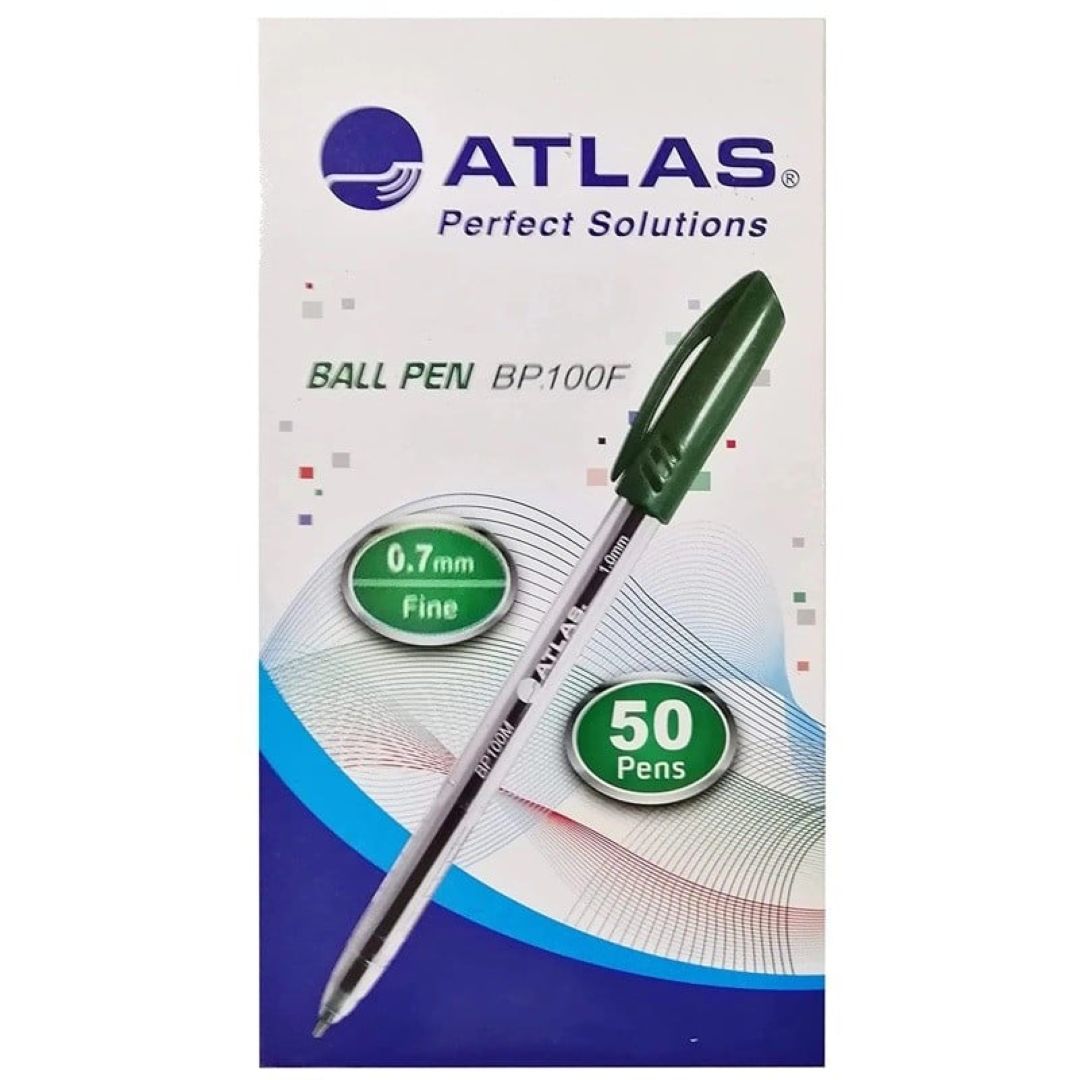 Atlas Ball Pen 0.7mm Fine  BX=10 Green AS-BP100F-GN